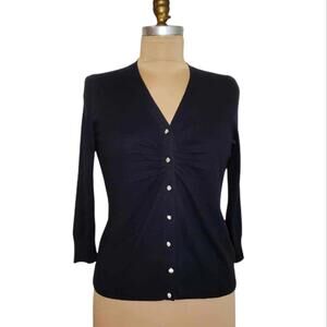 Talbots Cardigan Black with Rhinestone Buttons Size Small *NWT*